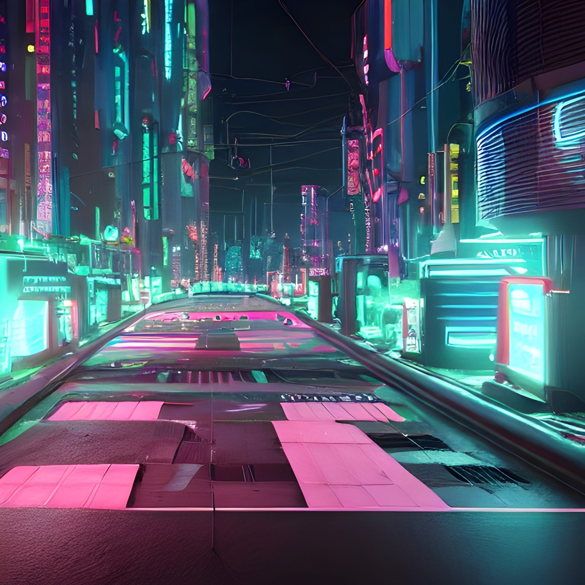 futuristic neon highway in a city