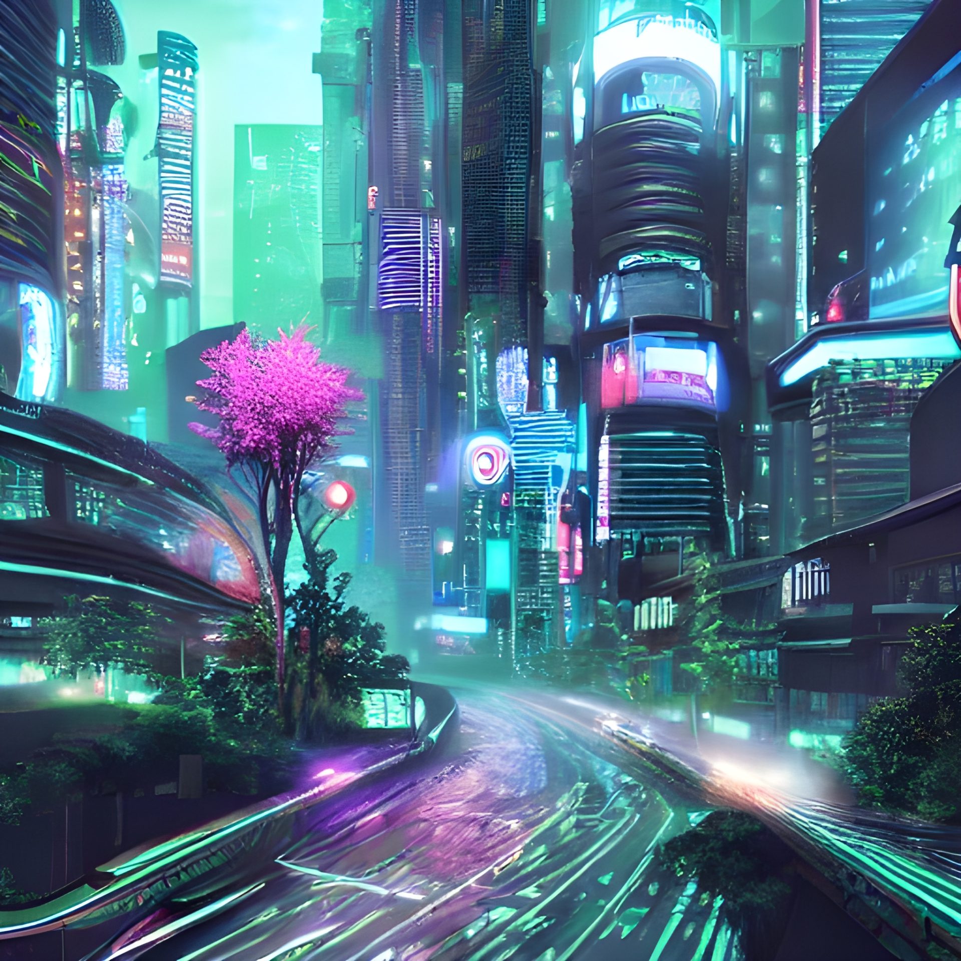 Web Design 2 neon highway with tree